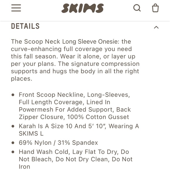 SKIMS All-In-One Scoop Neck Long Sleeve Onesie - Sienna 2X - Picture 5 of 10